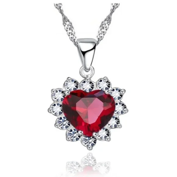 💎 NEW 💎 925 Sterling Silver Earrings And Necklace Set Bundle Heart - Picture 4 of 4